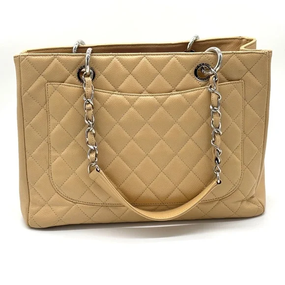 Chanel Beige Quilted Caviar Leather GST Shopper Tote - Picture 3 of 12